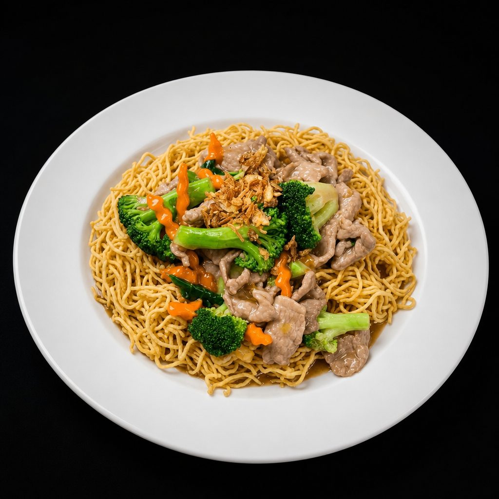 Lad Na with Crispy Egg Noodles.