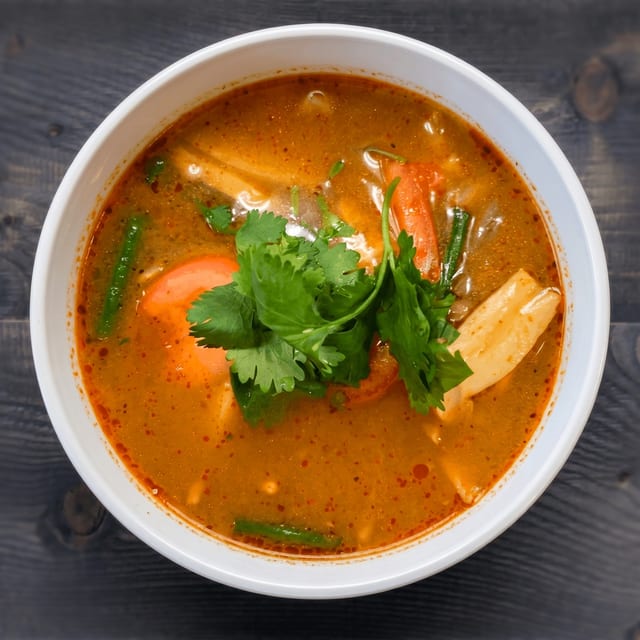 Tom Yum Seafood Soup.